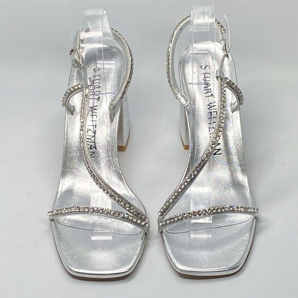 Stuart Weitzman Embellished Metallic Leather Sandals size 9.5 - Picture 2 of 12